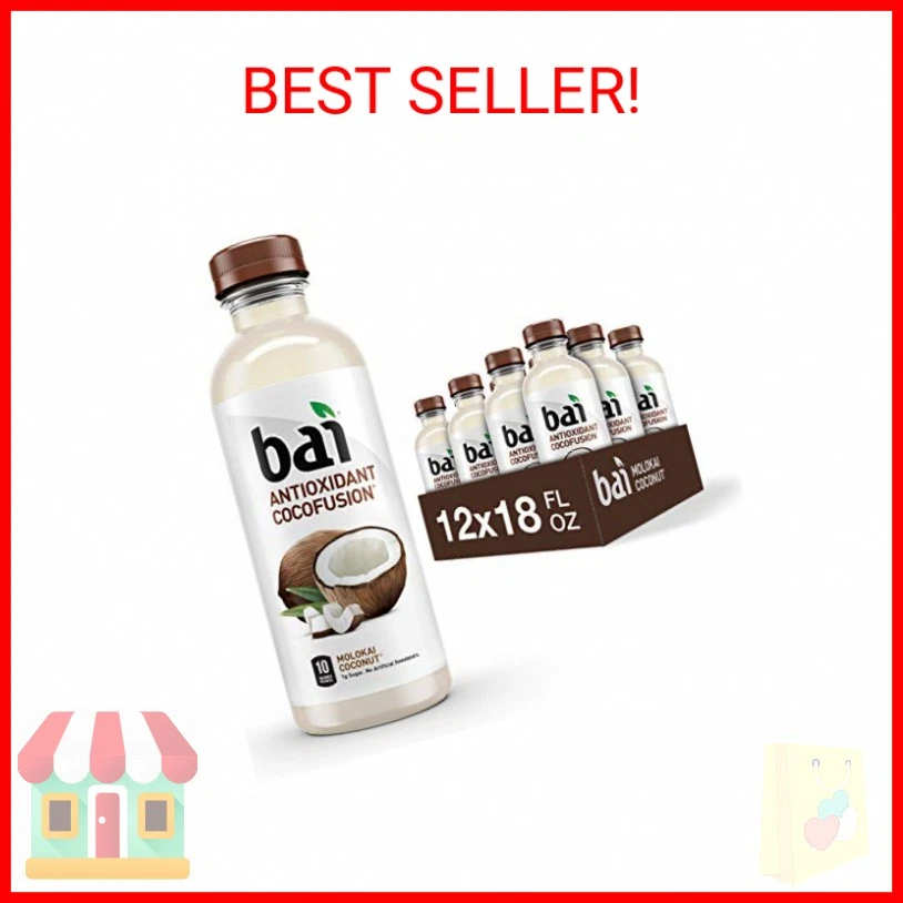 Agua con sabor a coco Bai, coco Molokai, bebidas con infusión antioxidante, 18 flui Foto 2 de 2