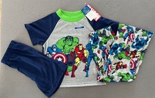 Marvel 3 Piece Boys Iron Man Hulk Captain America Black Panther Sleep Set Sz 4
