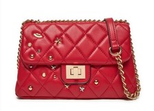 ALDO FAREVER RED QUILTED GOLD CHAIN CROSSBODY-SHOULDER BAG