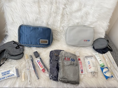 Vintage Lot Of 2 US Air Amenity Toiletry Bag With Contents