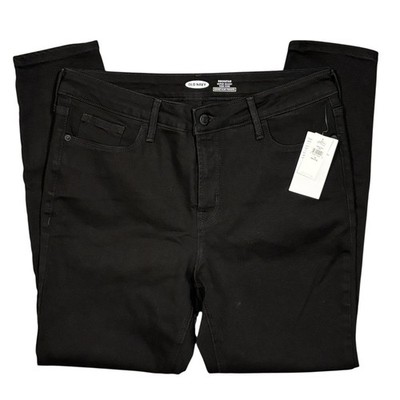 Old Navy Black Denim Rockstar Super Skinny High Rise Jeans Women 12 Petite NWT
