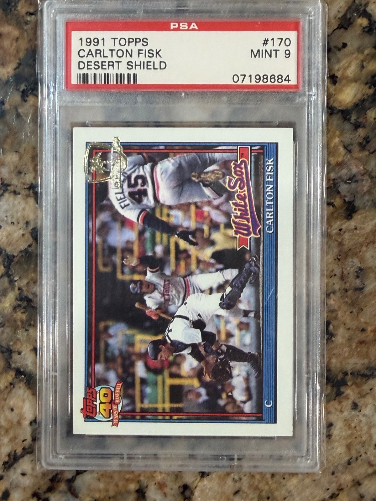 1991 TOPPS DESERT SHIELD CARD CARLTON FISK #170 PSA 9 MINT HOF RARE!