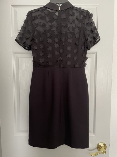 Karl Lagerfeld Paris Dress Women's 6 Black Sheer Floral Overlay Collared - Bild 5 von 9
