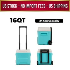 Igloo 16 QT Laguna Hard Side Ice Chest Cooler with Wheels, Aqua Blue