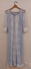 Vintage Movie Star Chiffon Lace Nightgown Robe Peignoir Set Small Blue Lavender