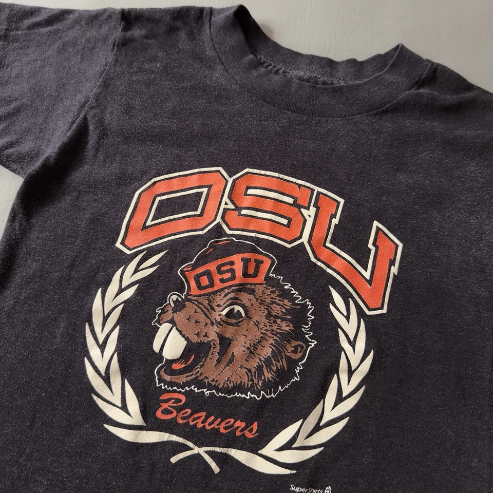 Vintage Kids 80s Oregon State University OSU Graphic T-Shirt Youth Size Medium - Image 2 of 4