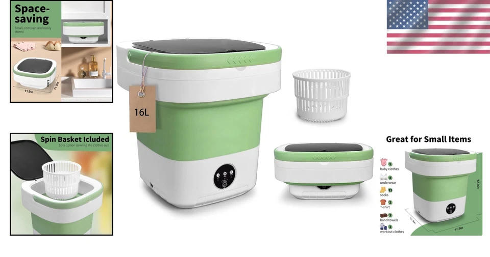 16L Portable Washing Machine with Spin Basket - Ideal for Apartments and Travel - Image 2 of 4