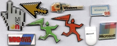  Pin-Konvolut 9 PC Computer Pins Microsoft Windows 2000 98 MSN Winner Typ  
