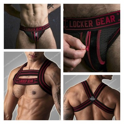 LOCKER GEAR Set of Men Harness and Jockstrap. Athletic Fetish Size Large