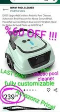 Cordless Robotic Automatic Pool Vacuum Cleaner Dual Layer Filter 1076 Sq.ft BNIB