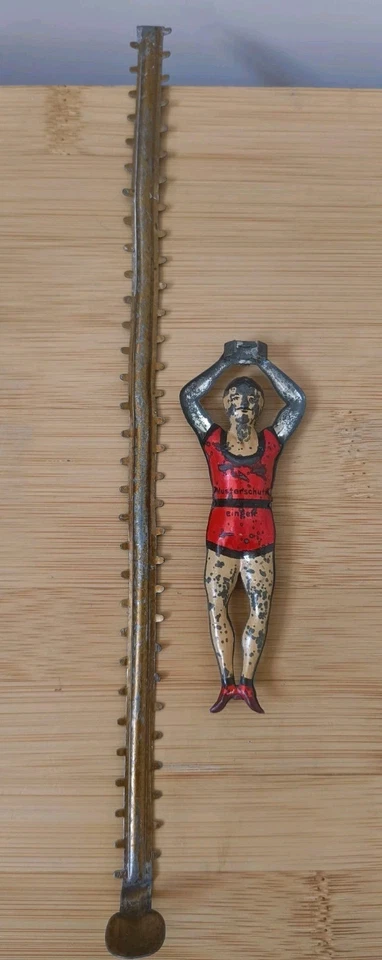 Antique Lehmann Tin Penny Toy Climbing August Acrobat, Germany 1890s. RARE.Works - Image 2 of 4