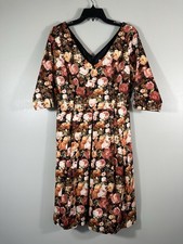 Joanie Clothing Tea Dress Womens 8 Dawson Rose Print Retro Inspired NEW