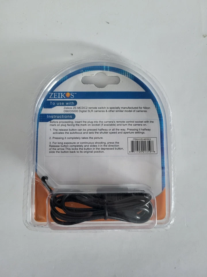 Zeikos Remote Swith For Nikon D90 & D5000 Digital SLR Cameras ZE-MCDC2 NEW - Image 2 of 2