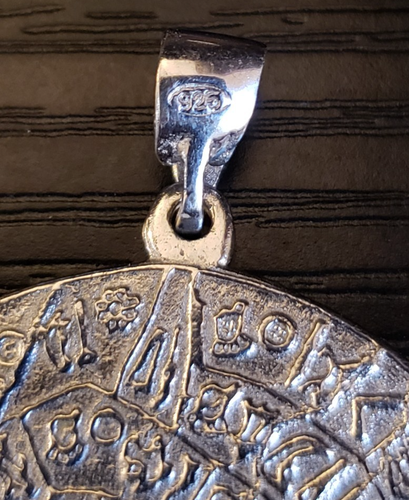 Colgante de plata de ley 925 - Moneda disco de faistos minoico griego antiguo - Imagen 6 de 7