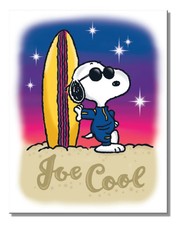 Snoopy Joe Cool surfing Peanuts Tin Sign wall decor 12.5" x 16" Made in USA