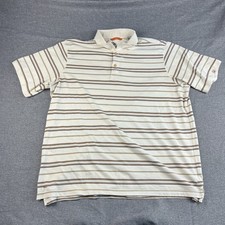 Nike Polo Shirt Mens Size 2XL White Brown Striped Cotton ACG NikeFit Dry Casual