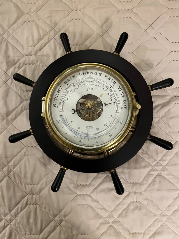 Juego de reloj y barómetro vintage Schatz Ship’s Bell CON LLAVE Foto 4 de 4