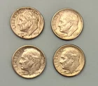 Lot of (4) Four Roosevelt Dimes - 90% Silver - All 4 are 1964 D