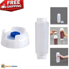 3-Pack of 12 oz Reusable Squeeze Bottles with Large Valve for Sauces Dressings