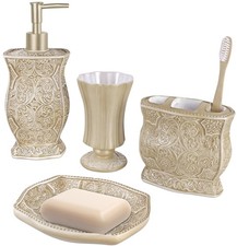 Victoria Beige Bathroom Accessories Set - Decorative Bathroom Accessory Set -...