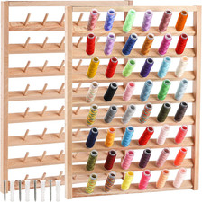 Large 2 Pack Wooden Thread Racks, 48 Spools Wall Mount Storage Organizer for Sew