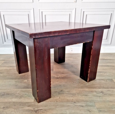 Vintage Couchtisch Beistelltisch - rustikal Holz klobig Landhausstil - Retro quadratisch