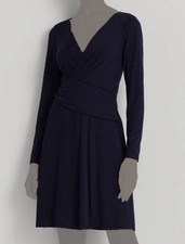 Lauren Ralph Lauren Women's Blue Long Sleeve Jersey-Knit Dress Size 6
