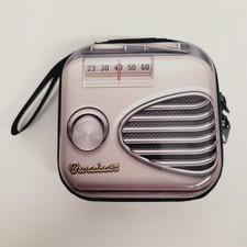 Retro Radio Hard Shell Case for Earbuds Airpods Coin Purse Small Electronics NEW