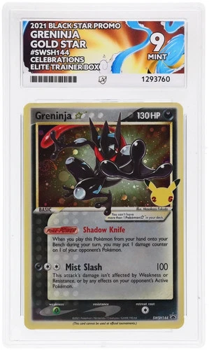 Pokémon Greninja Gold Star SWSH144 Celebrations Holo ACE Graded 9 Mint