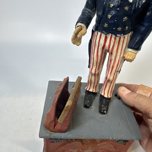 USA 250 Uncle Sam Cast Iron Mechanical Coin Bank - Works Great Book Of Knowledge - 第 4/11 張圖片