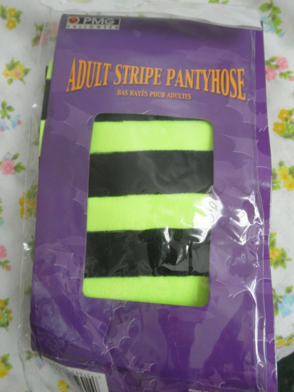 Black Fluorescent Green Tights Stocking Winter Warm Pantyhose Halloween Costume