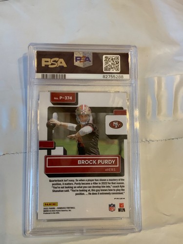 2022 Panini Donruss Football Optic Preview Rated Rookie Brock Purdy P-374 PSA 9 - Picture 4 of 7