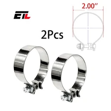 2Pcs 2.00'' Inch Stainless Steel Band Clamps T430 Band Exhaust Clamps Seal Band
