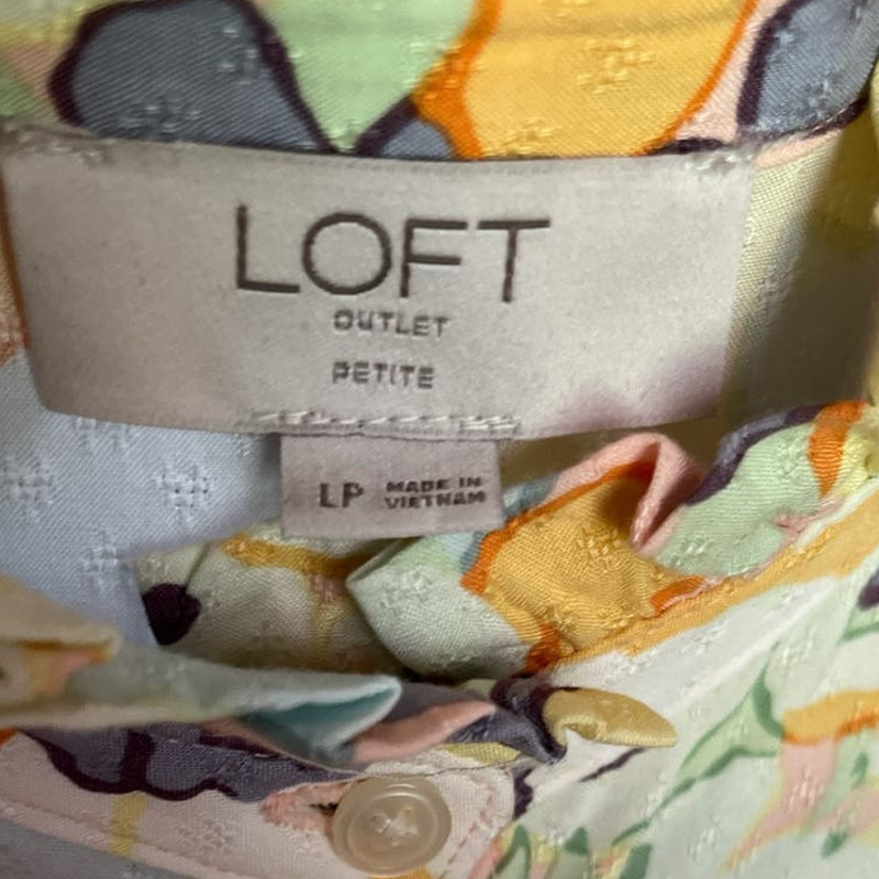 Loft Button Up Blouse, Multi-Colored, Large Petite - image 3