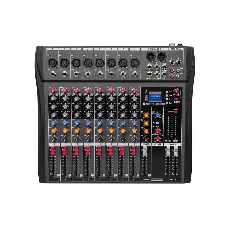 Professional 6/8/12/16 Channel Mixing Console DJ Sound USB Bluetooth 48V Power - Image 3 of 4
