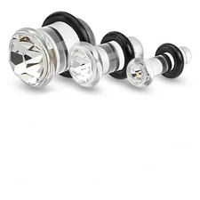 PAIR-Clear Gem Clear Acrylic Single Flare Ear Plugs 04mm/6 Gauge 