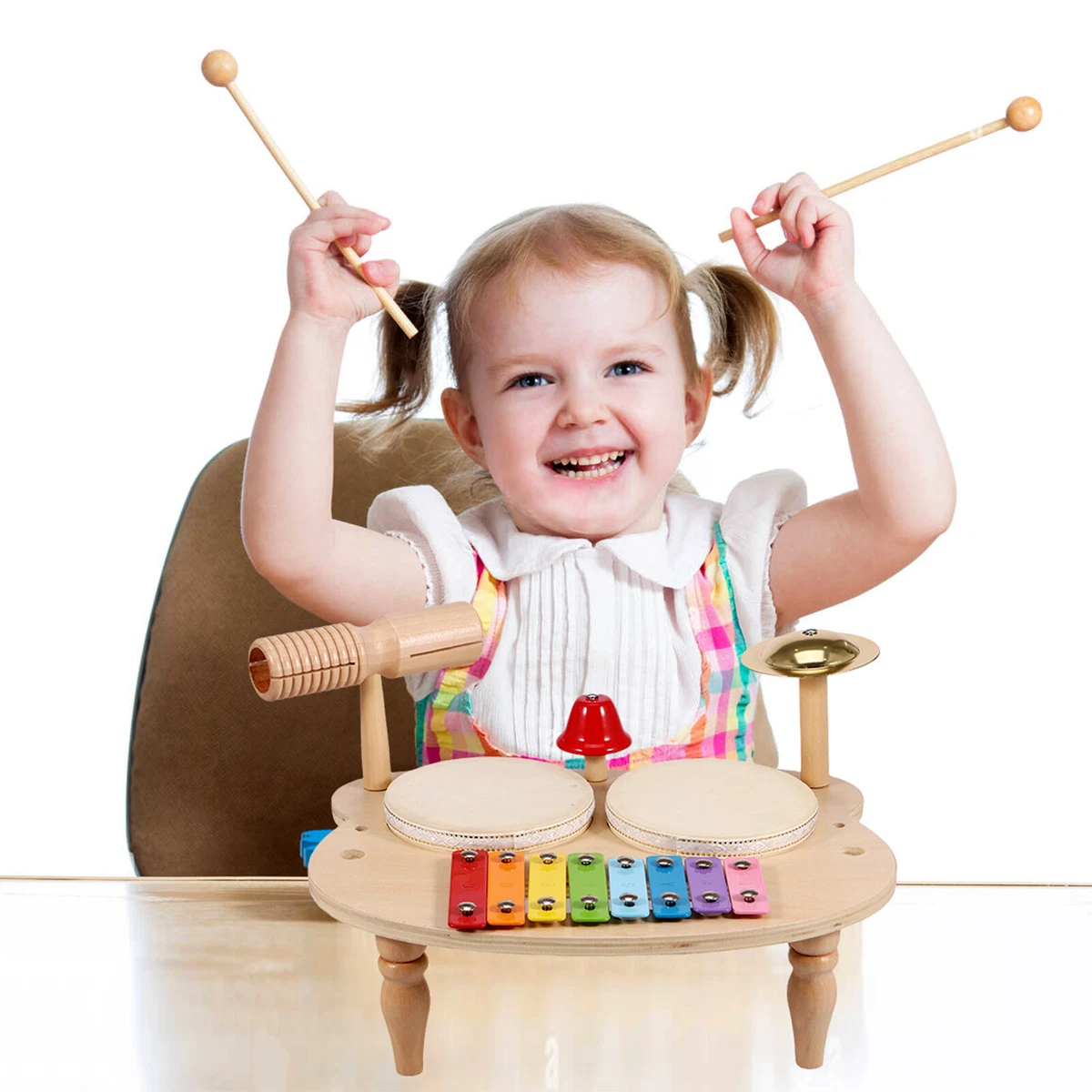 Baby Musical Instruments Toys Wooden Kids Drum Set Montessori