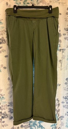 Old Navy Foldover Waist Maternity Pants, Green, Size M