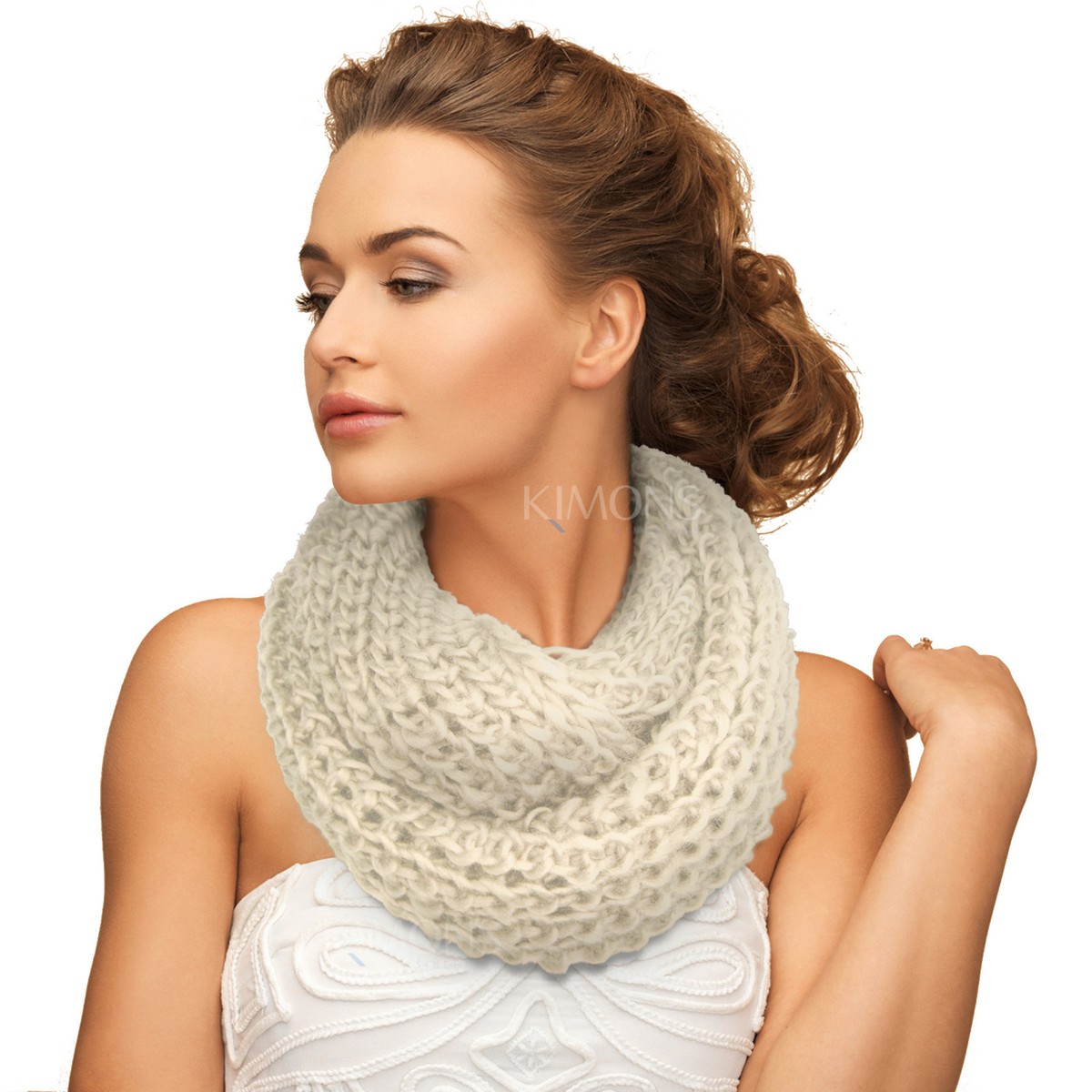 CJ Apparel Mobius Infinity Sjaal Snood Cowl Cirkelbuis Eternity Sjaal Pashmina NIEUW, Gebroken Wit, one size CJ Apparel Mobius Infinity Sjaal Snood Cowl Cirkelbuis Eternity Sjaal Pashmina NIEUW, Gebroken Wit, one size