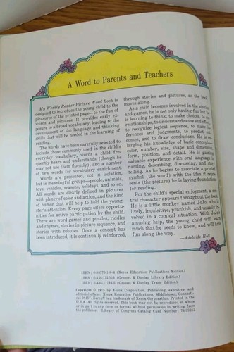 Vtg 1975 My Weekly Reader Picture Word Book #105 Hardcover Xerox Education Publ. - Picture 6 of 21
