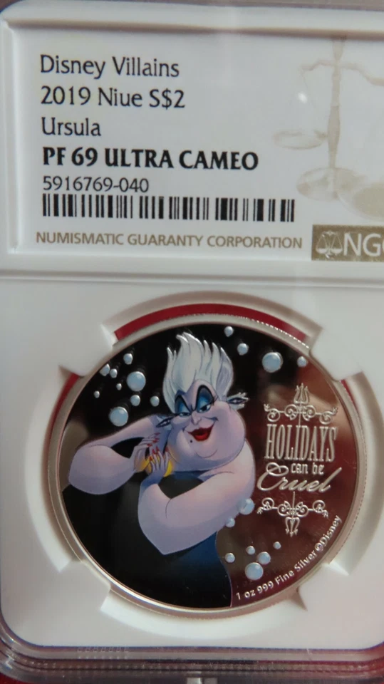 2019 Niue 1 Oz .999 Silver $2 Disney URSULA NGC PF PR 69 The Little Mermaid  - Image 2 of 4