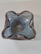 Floriform Italian Murano Glass Center Bowl Copper Infused Swirls