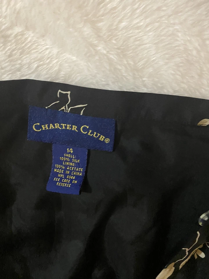 Charter Club Long Skirt Black Floral Size 14  - Image 2 of 2