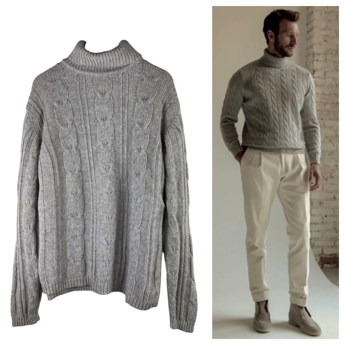 Gap Mens Large Turtleneck Sweater Pullover Lambs Wool Gray Gap Mens Large Turtleneck Sweater Pullover Lambs Wool Gray