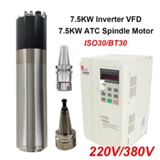 7.5KW Water Cooled ATC Spindle Motor BT30 ISO30 Auto Tool Change + VFD Inverter