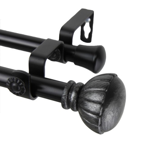 Flower 3/4” Adjustable Drapery Double Curtain Rod 28"-170" (4 sizes, 3 colors) - Picture 4 of 10