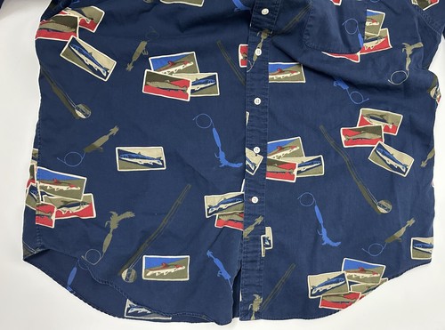 Vintage 90s Daniel Cremieux Shirt Men XL Oversized Fly Fishing Navy Button Down - Picture 11 of 17