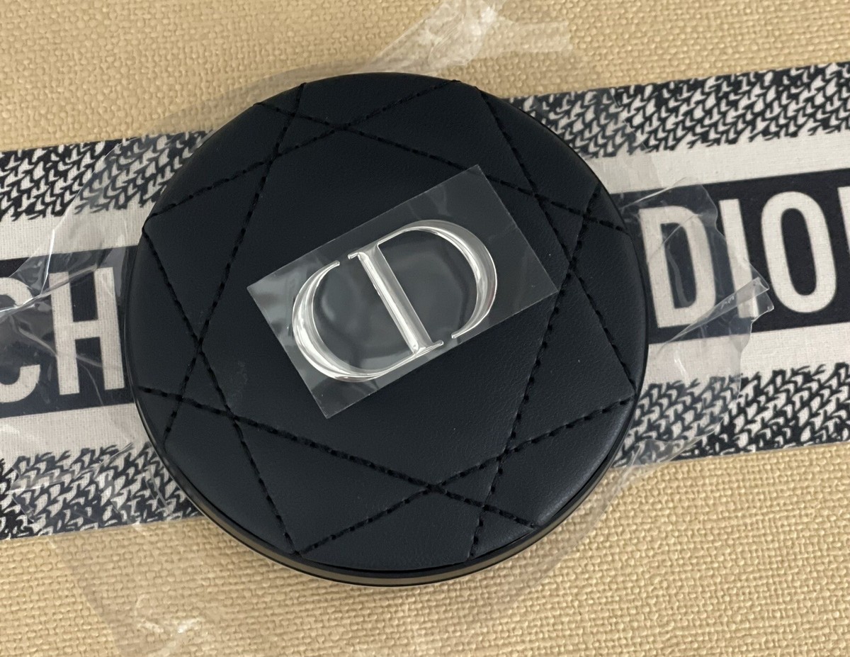 Dior Double Pocket Compact Magnifying Mirror CD Logo Quilted Black