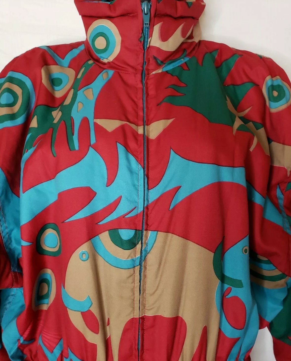 Fila Women's Insulated Jumpsuit Snowsuit Romper Giraffes Elephants Size 8 VTG