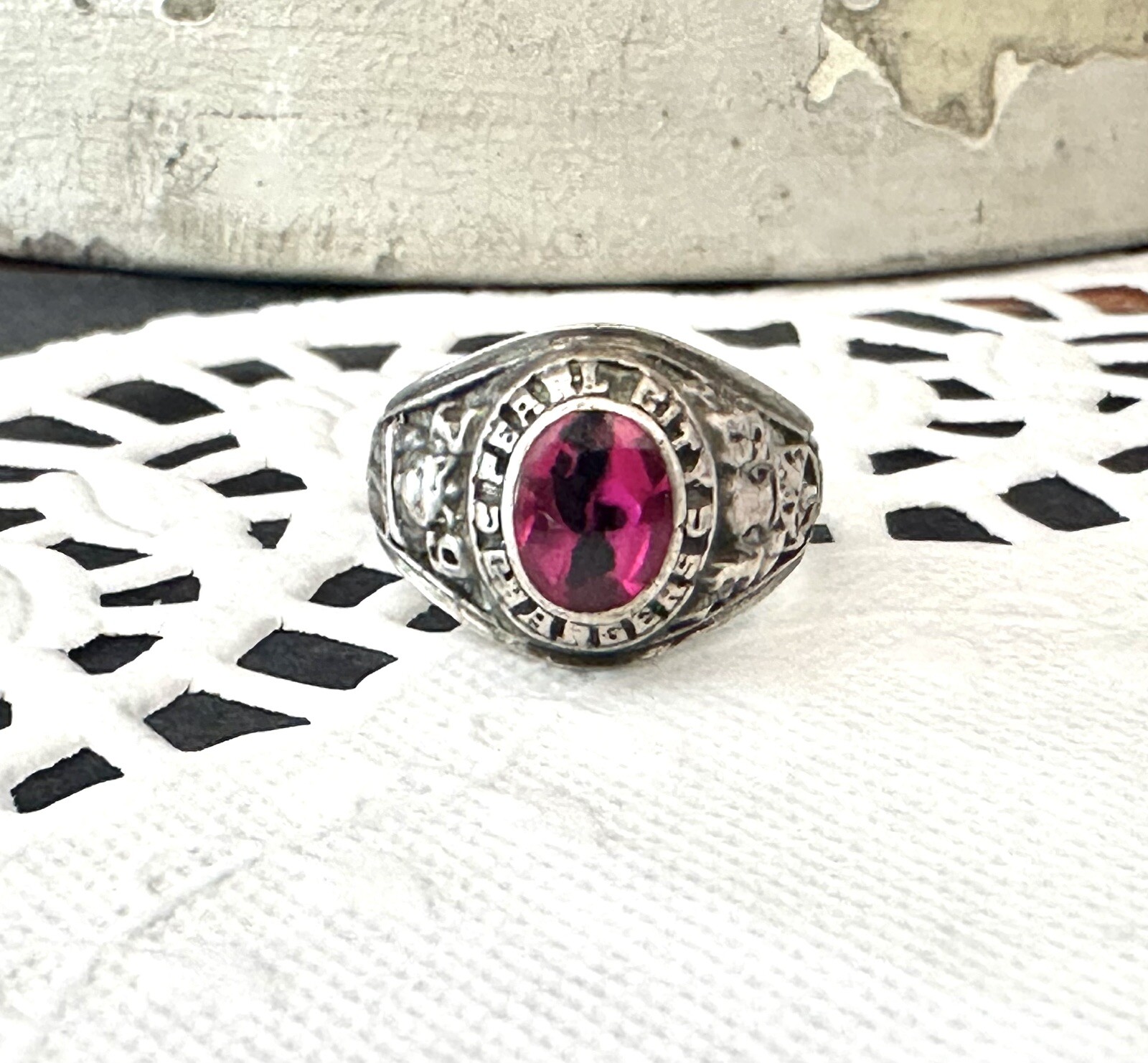 1979 Pearl City Silver Signet Band Class Ring No Monogram Size 6.5 Vintage